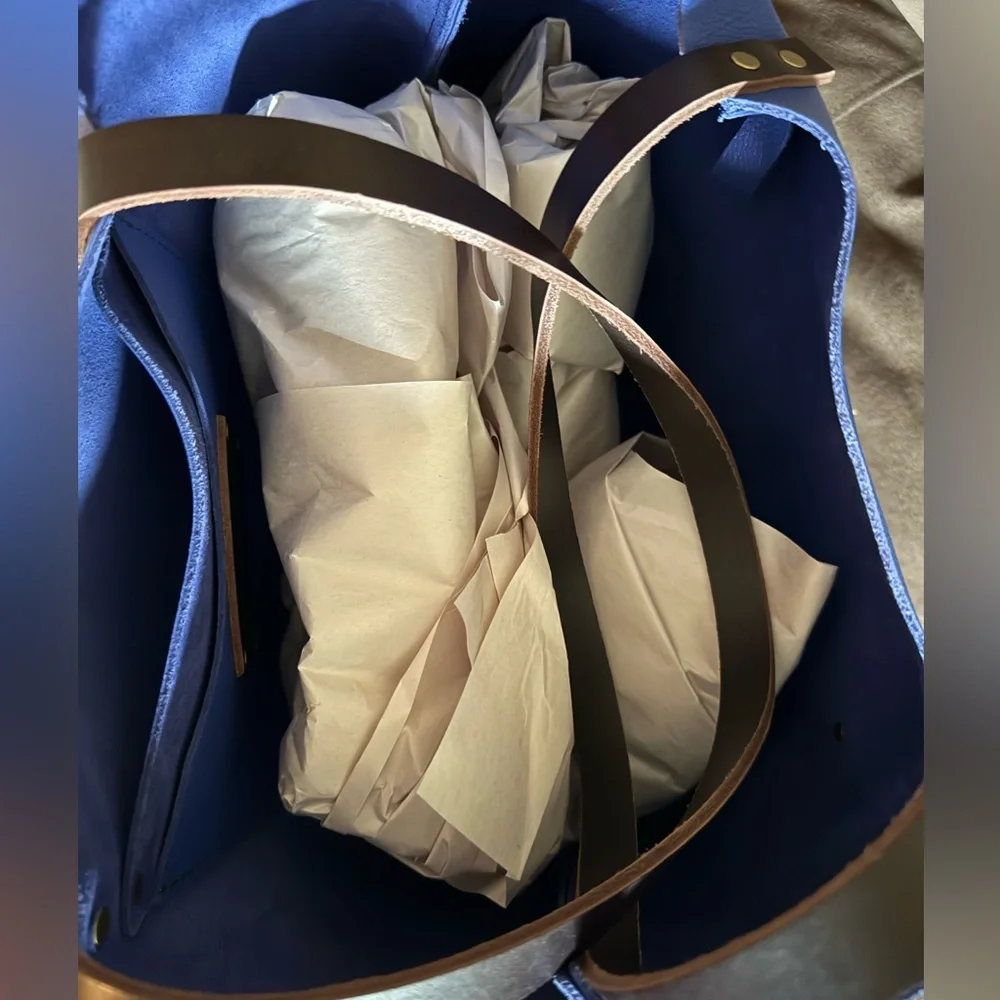 Portland Leather Oversized Classic Astro Blue Tote - Picture 4 of 4